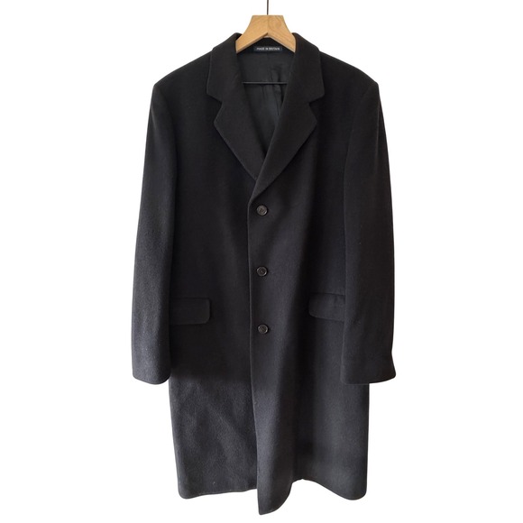 Vintage British Wool Navy Overcoat Made in Britain Mens Size 42L